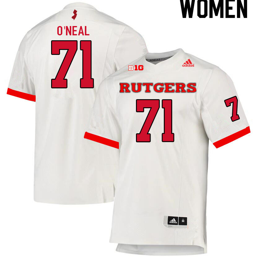 Women #71 Raiqwon O'Neal Rutgers Scarlet Knights College Football Jerseys Sale-White - Click Image to Close
